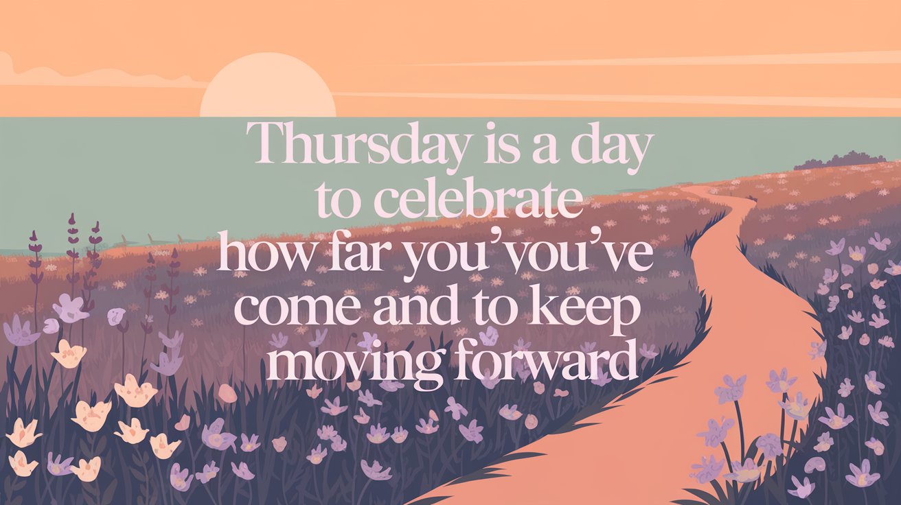 a serene and motivational illustration for a Thursday-themed quote.